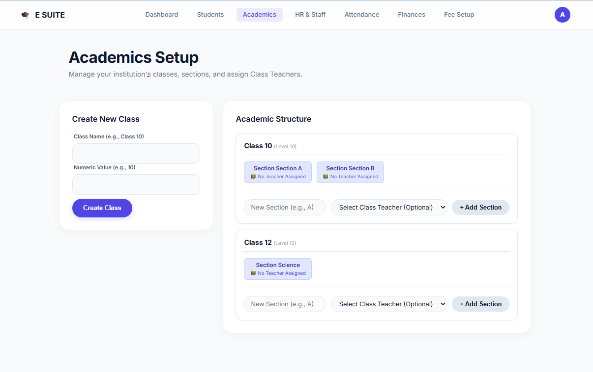 Academic Setup